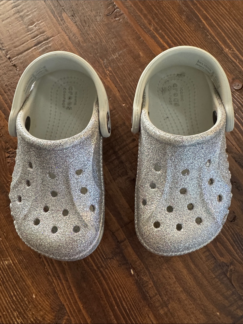 Crocs Kids Silver Glitter Clog Shoes